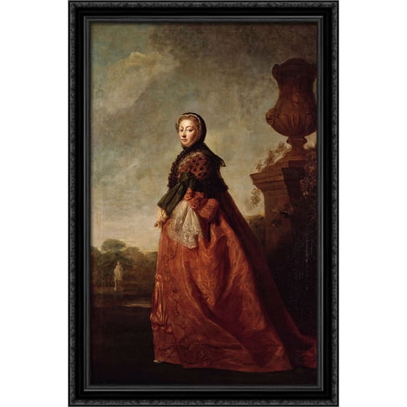Portrait of Augusta of Saxe Gotha, Princess of Wales 26x40 Large Black Ornate Wood Framed Canvas Art by Allan Ramsay