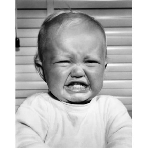 Portrait of Baby Crying Poster Print - 18 x 24 in.