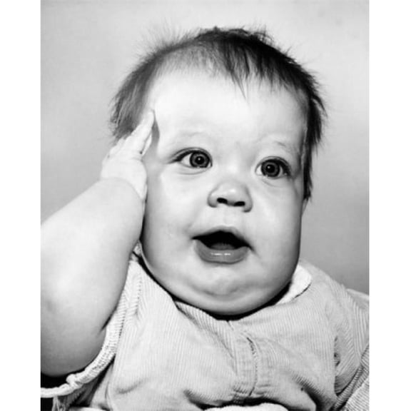 Portrait of Baby Touching His Temple Poster Print - 18 x 24 in.