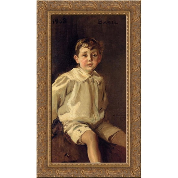 Portrait of Basel Mundy 17x24 Gold Ornate Wood Framed Canvas Art by Sorolla y Bastida, Joaquin