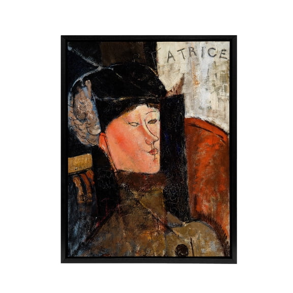 Portrait of Beatrice Hastings Modigliani Vintage Framed Canvas Wall Art 18X24"