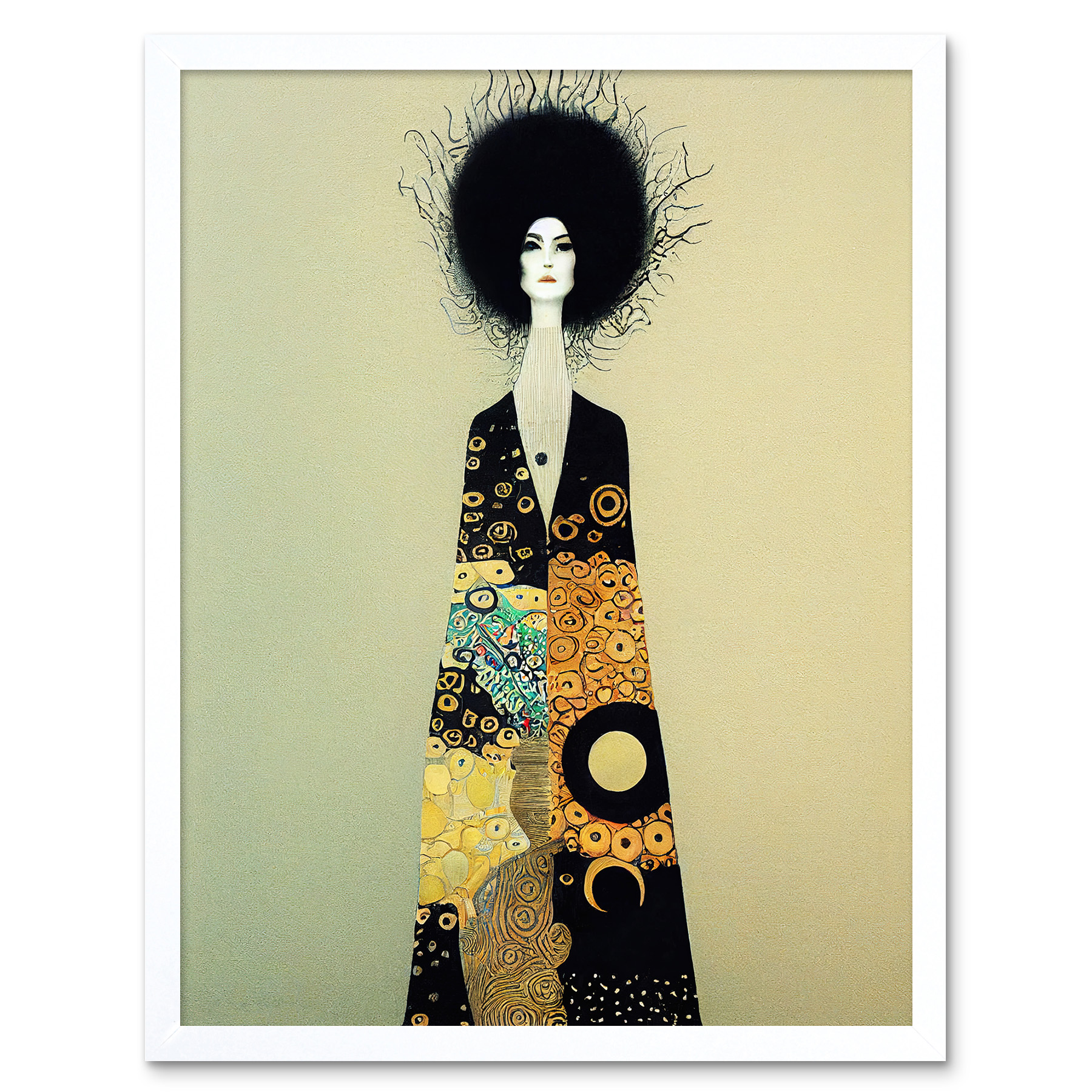 Portrait of Beautiful Woman Gustav Klimt Style Dress Art Print Framed ...