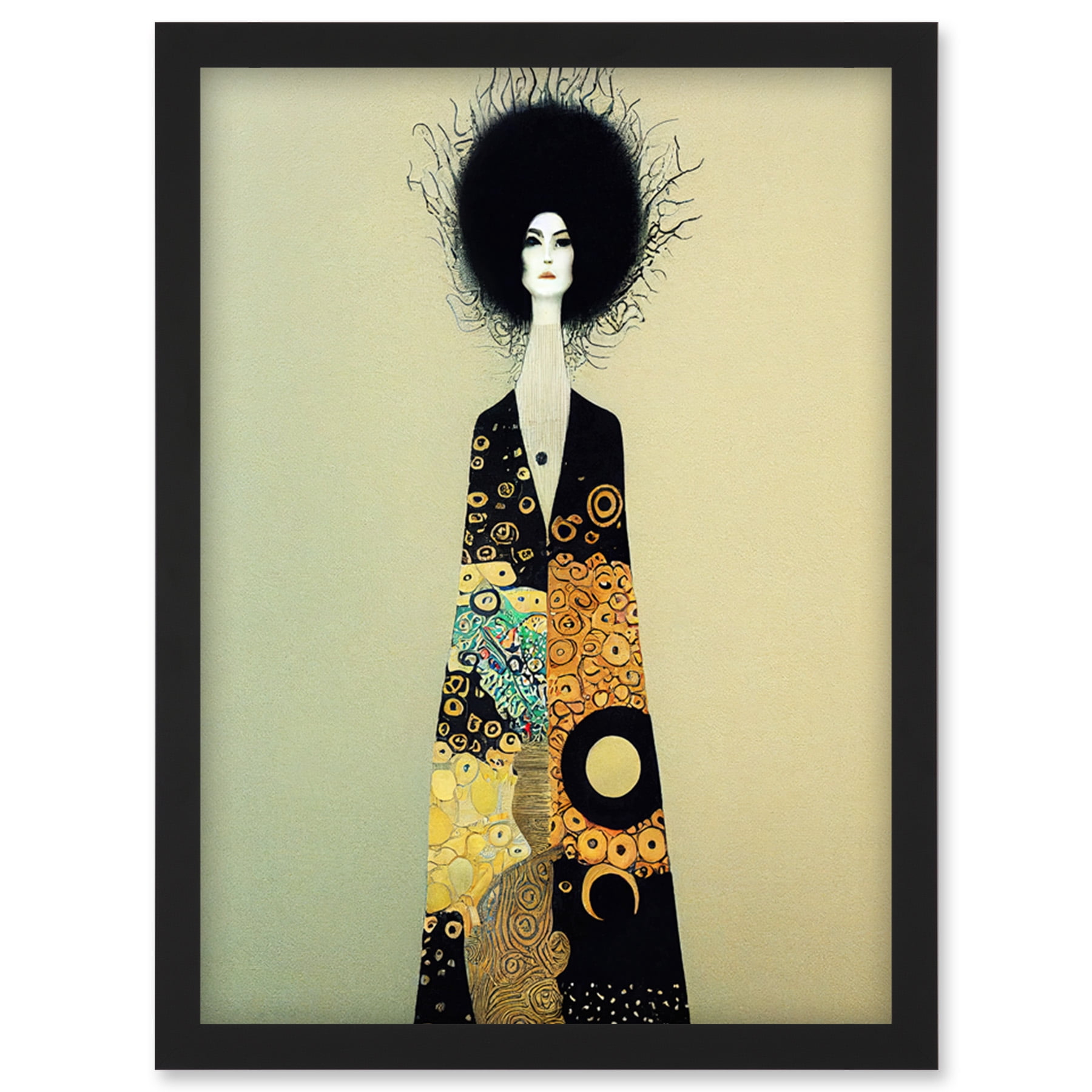 Portrait of Beautiful Woman Gustav Klimt Style Dress Artwork Framed Wall  Art Print A4 - Walmart.com