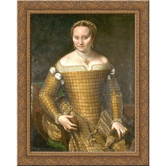 Portrait of Bianca Ponzoni Anguissola, the artist's mother 24x20 Gold Ornate Wood Framed Canvas Art by Sofonisba Anguissola