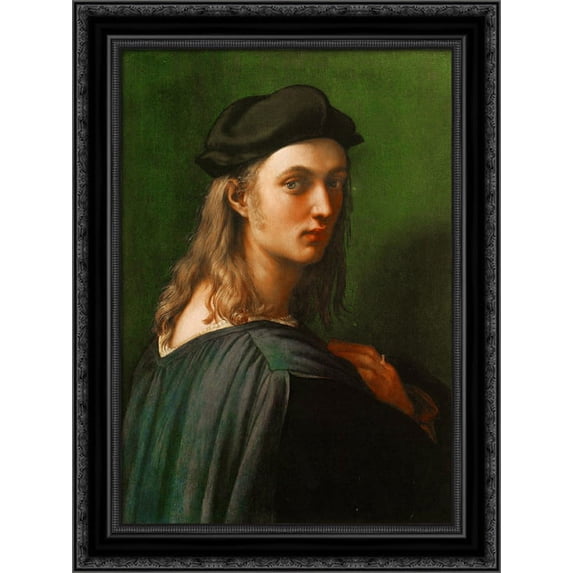 Portrait of Bindo Altoviti 20x24 Black Ornate Wood Framed Canvas Art by Raphael