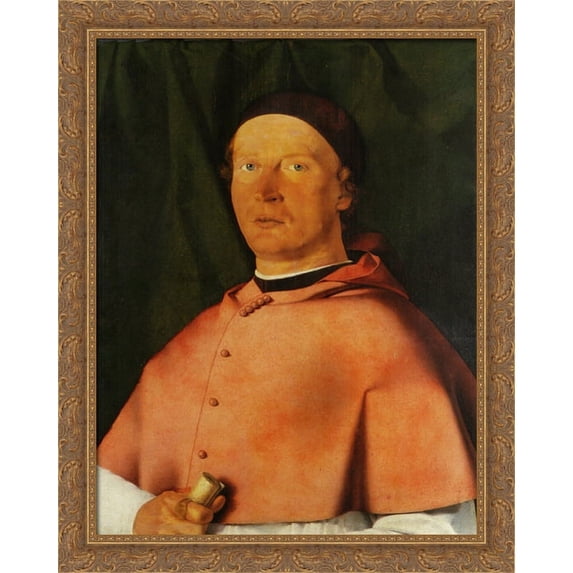 Portrait of Bishop Bernardo de' Rossi 28x36 Large Gold Ornate Wood Framed Canvas Art by Lorenzo Lotto