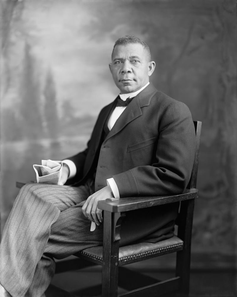 Portrait of Booker T Washington sitting in a chair Canvas Art - John ParrotStocktrek Images (13 x 16)