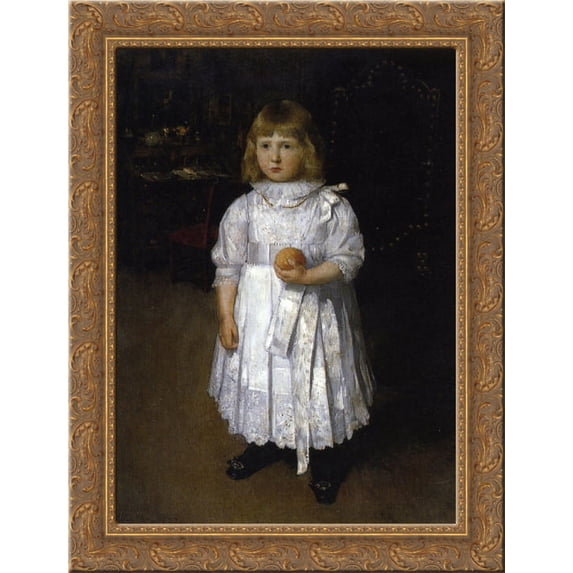 Portrait of Cara 24x18 Gold Ornate Wood Framed Canvas Art by Julian Alden Weir