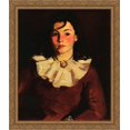 thumbnail image 1 of Portrait of Cara in a Red Dress 28x32 Large Gold Ornate Wood Framed Canvas Art by Robert Henri, 1 of 2