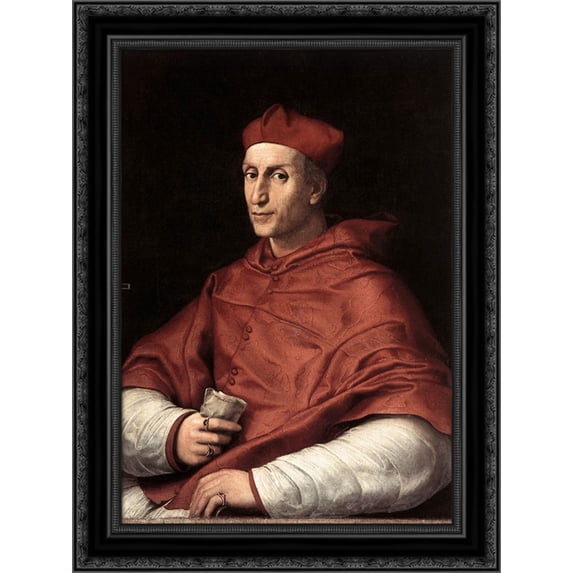 Portrait of Cardinal Bibbiena 20x24 Black Ornate Wood Framed Canvas Art by Raphael