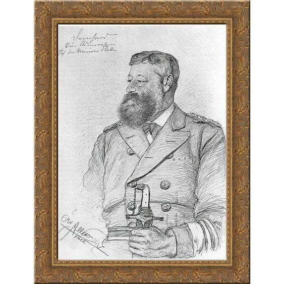 Portrait of Carl-August Deinhard 24x18 Gold Ornate Wood Framed Canvas Art by Christian Wilhelm Allers