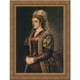 thumbnail image 1 of Portrait of Caterina Cornaro (1454-1510) wife of King James II of Cyprus, dressed as St. Catherine 24x18 Gold Ornate Wood Framed Canvas Art by Titian, 1 of 2