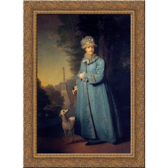 Portrait of Catherine II, Empress of Russia 24x18 Gold Ornate Wood Framed Canvas Art by Vladimir Borovikovsky