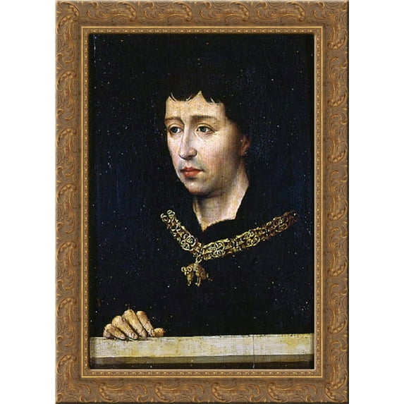 Portrait of Charles the Bold 24x18 Gold Ornate Wood Framed Canvas Art by Rogier van der Weyden