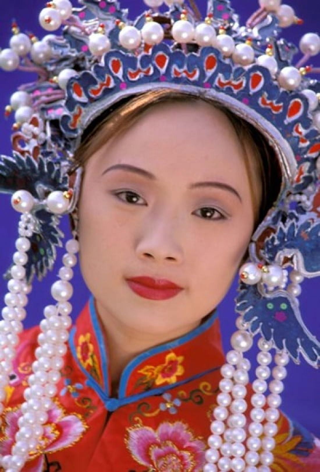 Portrait of Chinese Woman Wearing Ming Dynasty Dress China Canvas Art - Bill Bachmann DanitaDelimont (24 x 35)