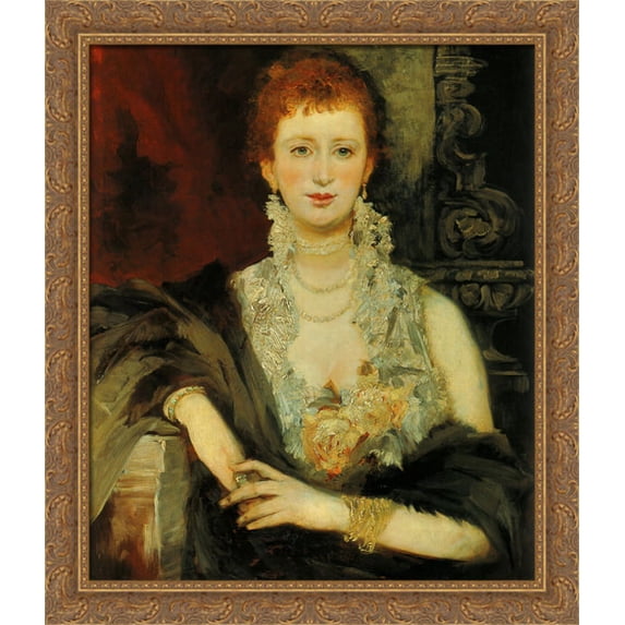Portrait of Clothilde Beer 28x34 Large Gold Ornate Wood Framed Canvas Art by Hans Makart