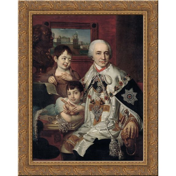 Portrait of Count G.G. Kushelev 24x20 Gold Ornate Wood Framed Canvas Art by Vladimir Borovikovsky