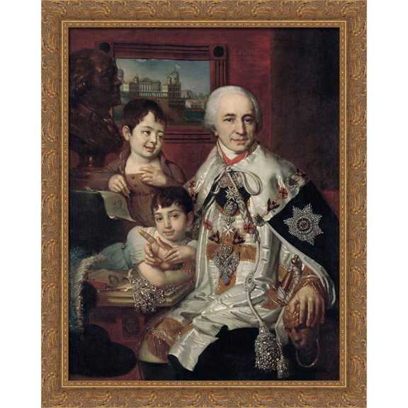 Portrait of Count G.G. Kushelev 28x34 Large Gold Ornate Wood Framed Canvas Art by Vladimir Borovikovsky