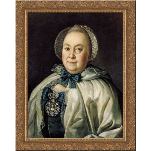 Portrait of Countess M.A.Rumyantzeva 24x20 Gold Ornate Wood Framed Canvas Art by Aleksey Antropov