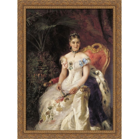 Portrait of Countess Maria Mikhailovna Volkonskaya 28x38 Large Gold Ornate Wood Framed Canvas Art by Konstantin Makovsky