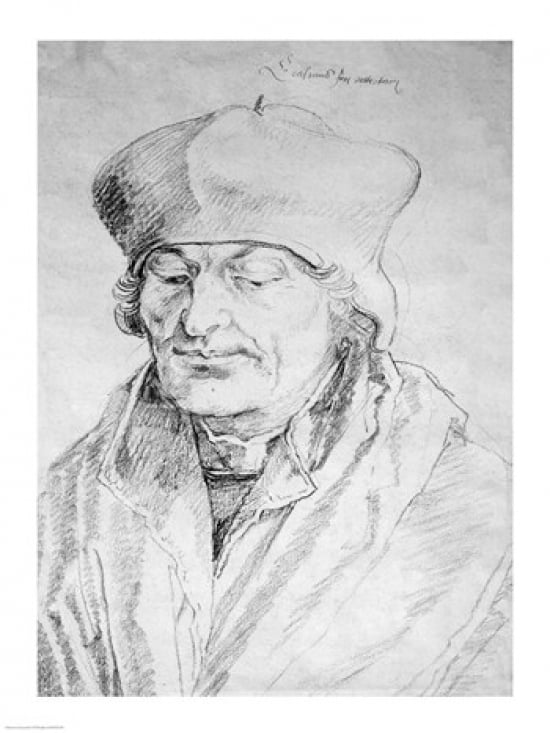 Portrait of Desiderius Erasmus Canvas Art - Albrecht Durer (24 x 36)