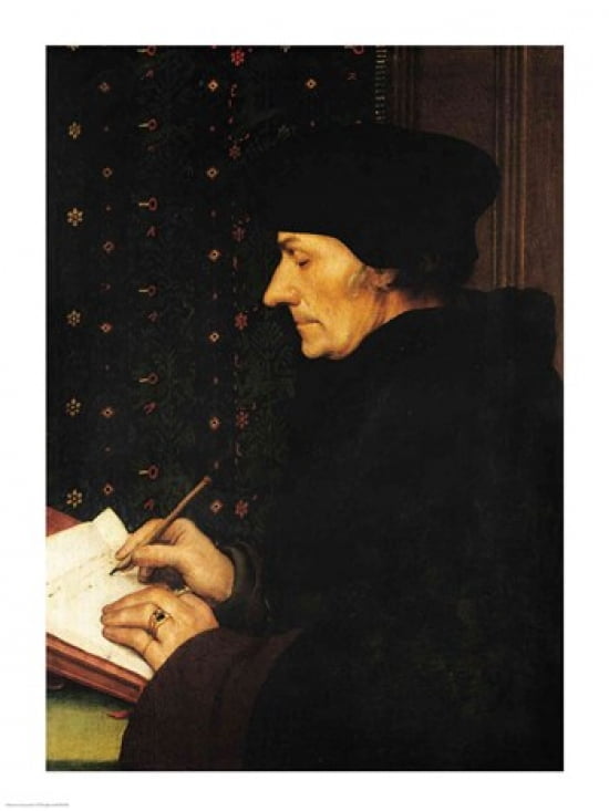 Portrait of Desiderius Erasmus Canvas Art - Hans Holbein (18 x 24)