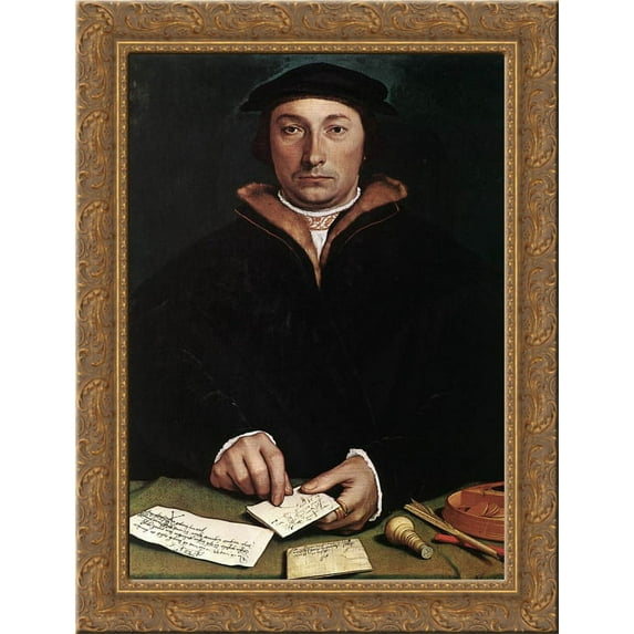 Portrait of Dirk Tybis 24x18 Gold Ornate Wood Framed Canvas Art by Hans Holbein the Younger