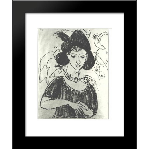 Portrait of Dodo with Hat 20x24 Framed Art Print by Ernst Ludwig Kirchner