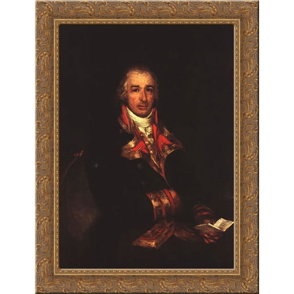 Portrait of Don Jos? Queralto 20x24 Gold Ornate Wood Framed Canvas Art by Goya, Francisco de