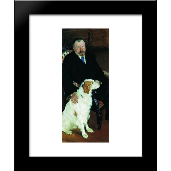 Portrait of Dr. S. Y. Lyubimov with dog 20x24 Framed Art Print by Boris Kustodiev