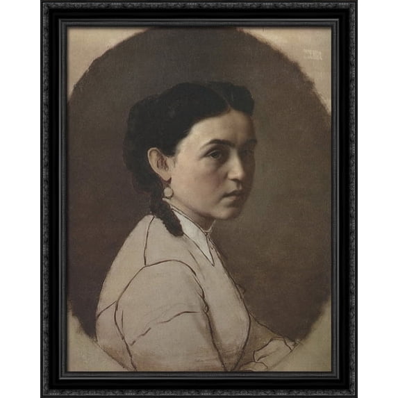 Portrait of E.E. Perov 28x36 Large Black Ornate Wood Framed Canvas Art by Vasily Perov