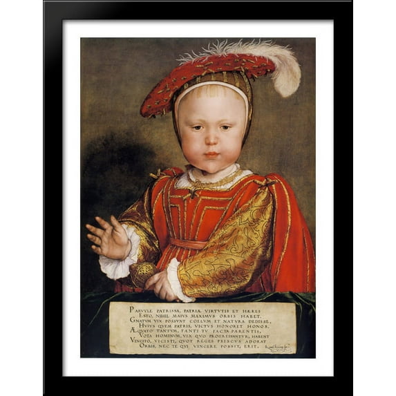 Portrait of Edward VI as a child 28x36 Large Black Wood Framed Print Art by Hans Holbein the Younger