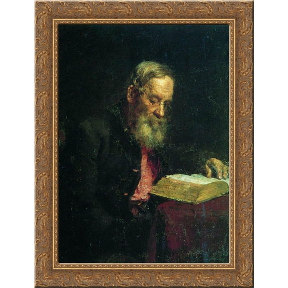 Portrait of Efim Repin, the Artist's Father 20x24 Gold Ornate Wood Framed Canvas Art by Repin, Ilya