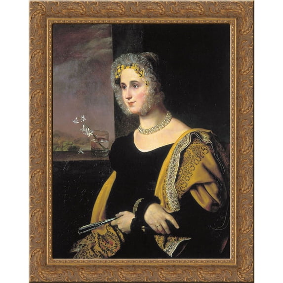 Portrait of Ekaterina Avdulina 24x20 Gold Ornate Wood Framed Canvas Art by Orest Kiprensky