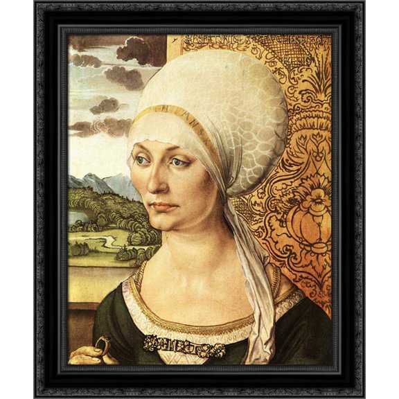 Portrait of Elsbeth Tucher 20x23 Black Ornate Wood Framed Canvas Art by Durer, Albrecht