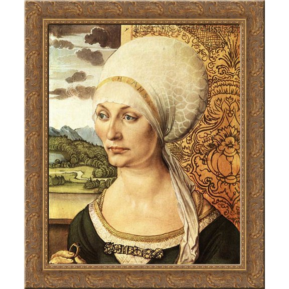 Portrait of Elsbeth Tucher 20x23 Gold Ornate Wood Framed Canvas Art by Durer, Albrecht