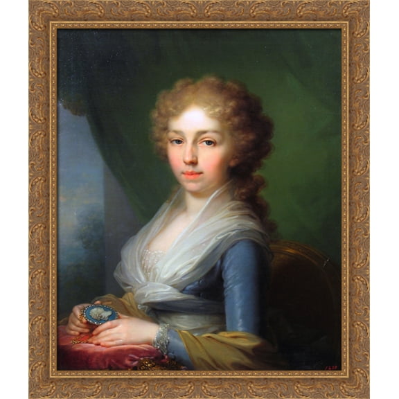 Portrait of Empress Elisabeth Alexeievna 28x34 Large Gold Ornate Wood Framed Canvas Art by Vladimir Borovikovsky