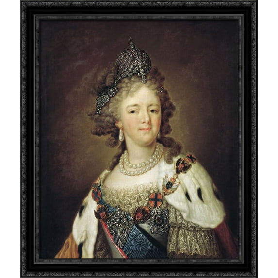 Portrait of Empress Maria Fyodorovna 28x32 Large Black Ornate Wood Framed Canvas Art by Vladimir Borovikovsky