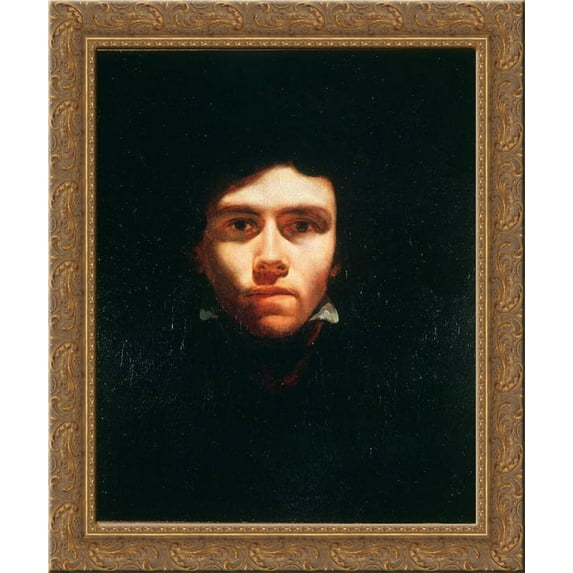 Portrait of Eugene Delacroix 24x20 Gold Ornate Wood Framed Canvas Art by Theodore Gericault