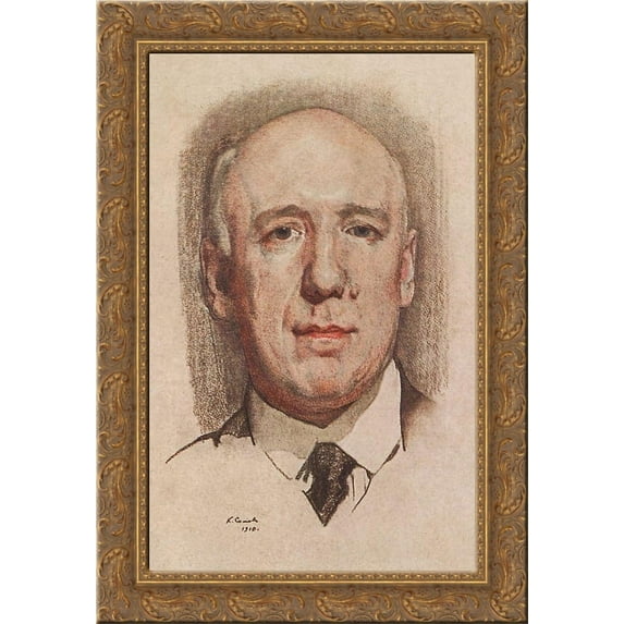 Portrait of F. Sologub 24x18 Gold Ornate Wood Framed Canvas Art by Konstantin Somov