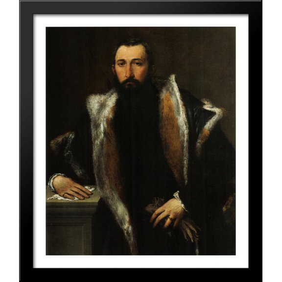 Portrait of Febo da Brescia 28x32 Large Black Wood Framed Print Art by Lorenzo Lotto