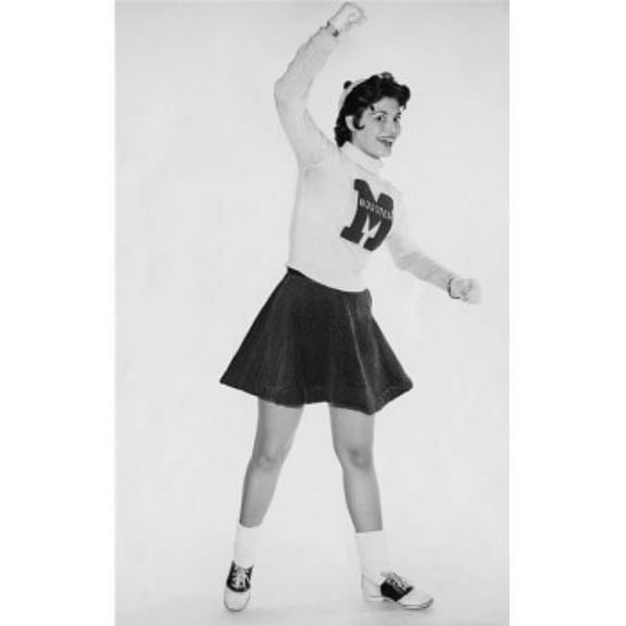 Portrait of Female Cheerleader Standing & Smiling Poster Print - 18 x 24 in.