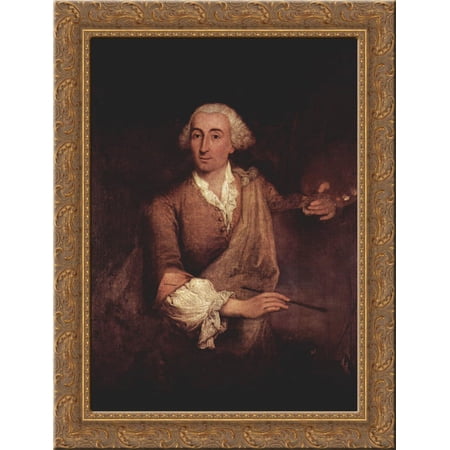 Portrait of Francesco Guardi 24x18 Gold Ornate Wood Framed Canvas Art by Pietro Longhi