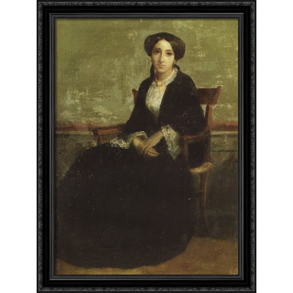 Portrait of Genevieve Celine 28x36 Large Black Ornate Wood Framed Canvas Art by William-Adolphe Bouguereau