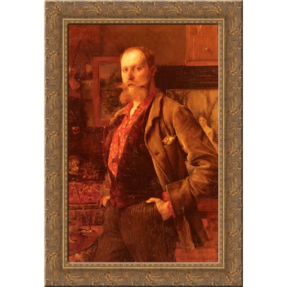 Portrait of Gustave Courtois 18x24 Gold Ornate Wood Framed Canvas Art by Bouveret, Pascal Adophe Jean Dagnan