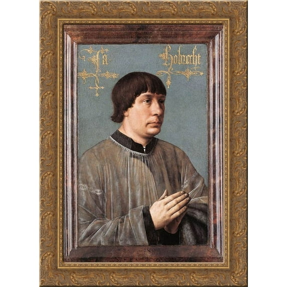 Portrait of Jacob Obrecht 20x24 Gold Ornate Wood Framed Canvas Art by Memling, Hans