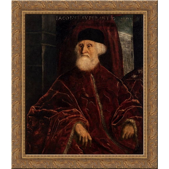 Portrait of Jacopo Soranso 24x20 Gold Ornate Wood Framed Canvas Art by Tintoretto