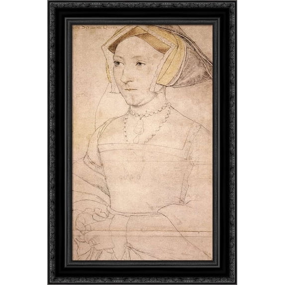 Portrait of Jane Seymour 17x24 Black Ornate Wood Framed Canvas Art by Holbein, Hans (Younger)