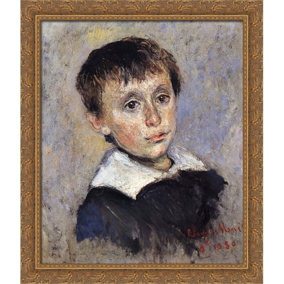 Portrait of Jean Monet 28x34 Large Gold Ornate Wood Framed Canvas Art by Claude Monet