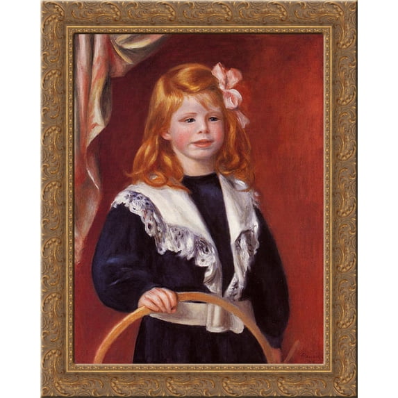 Portrait of Jean Renoir (Child with a Hoop) 20x24 Gold Ornate Wood Framed Canvas Art by Renoir, Pierre Auguste